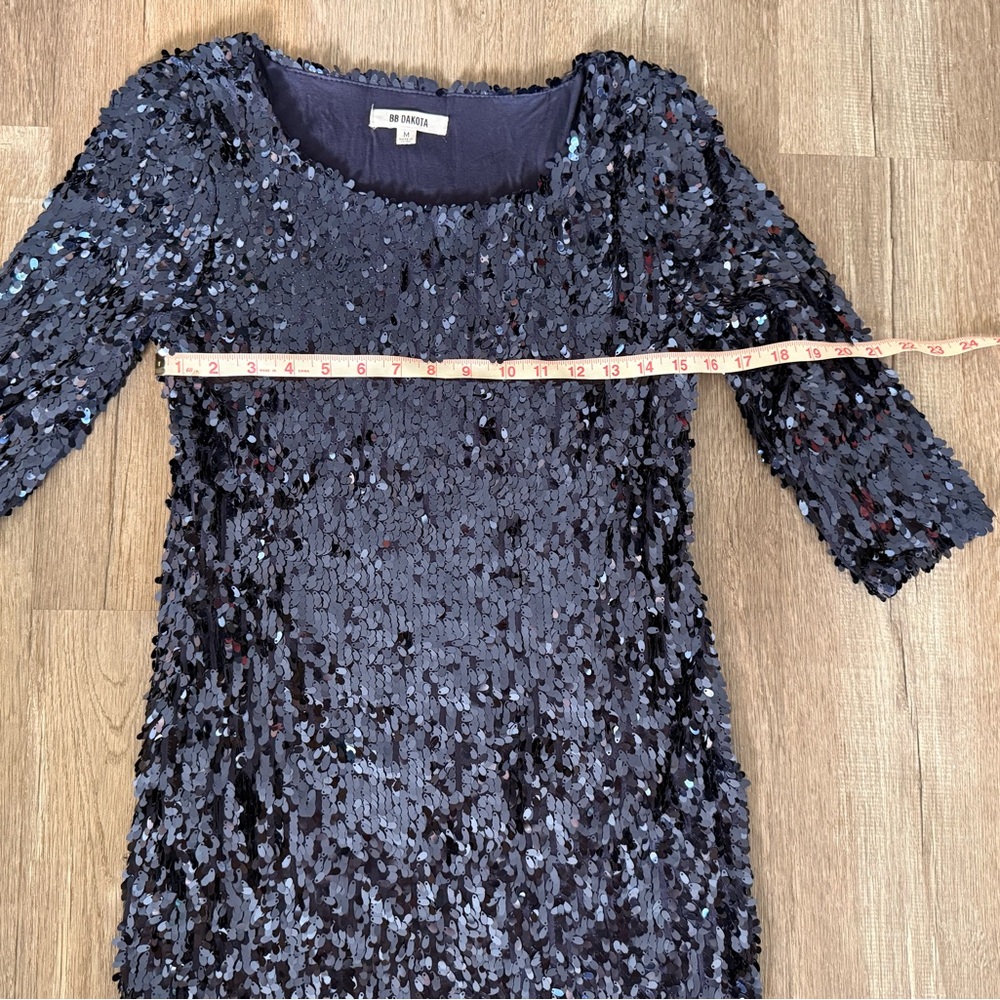 BB Dakota Sparkling Navy Sequin Mini Dress - Picture 7 of 11